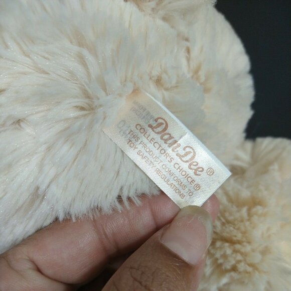 Dan Dee Teddy Bear Plush Stuffed Animal Toy Cream Tan With Pink Flower Soft 17" - Picture 5 of 7